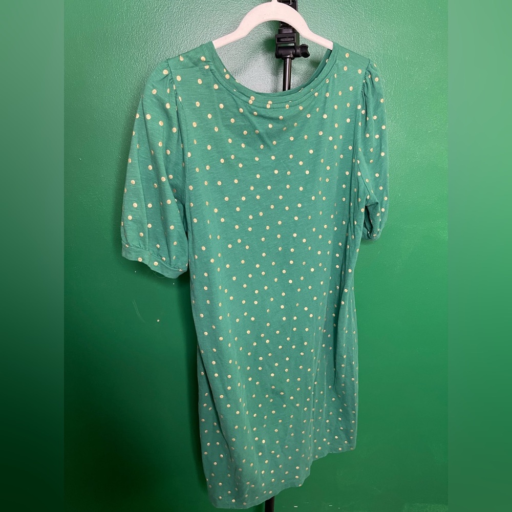 Boden NWOT Zoe Jersey Puff sleeve Tee Dress 16/18R in Emerald Green Polka Dot - Picture 8 of 11